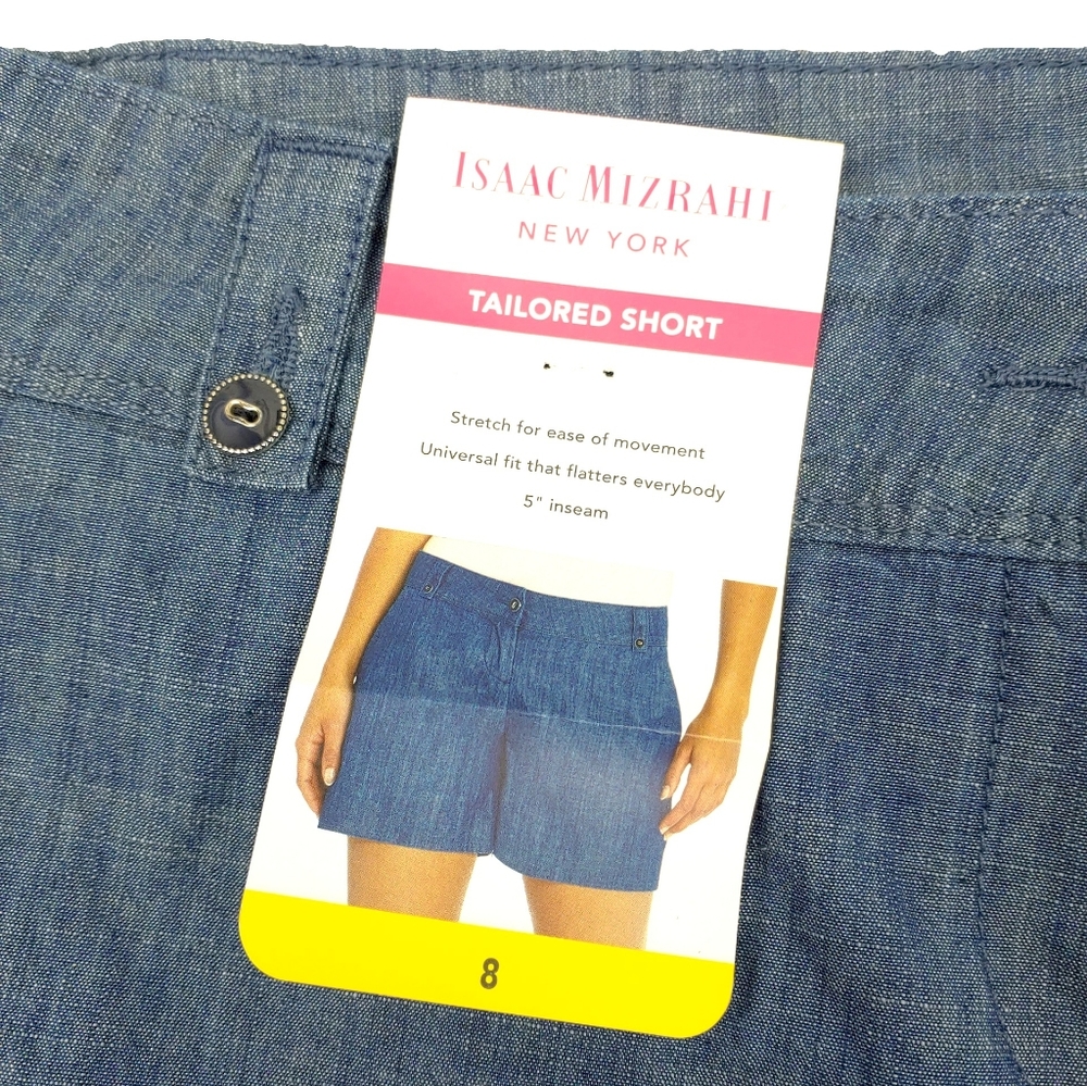 NWT Isaac Mizrahi Womens 8 Trouser Short Indigo Chambray Shorts - Picture 4 of 5